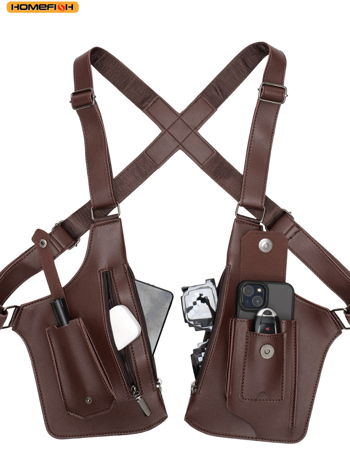 Fishing Bag Waterproof - HOMEFISH Double Shoulder Strap Tactical Fishing