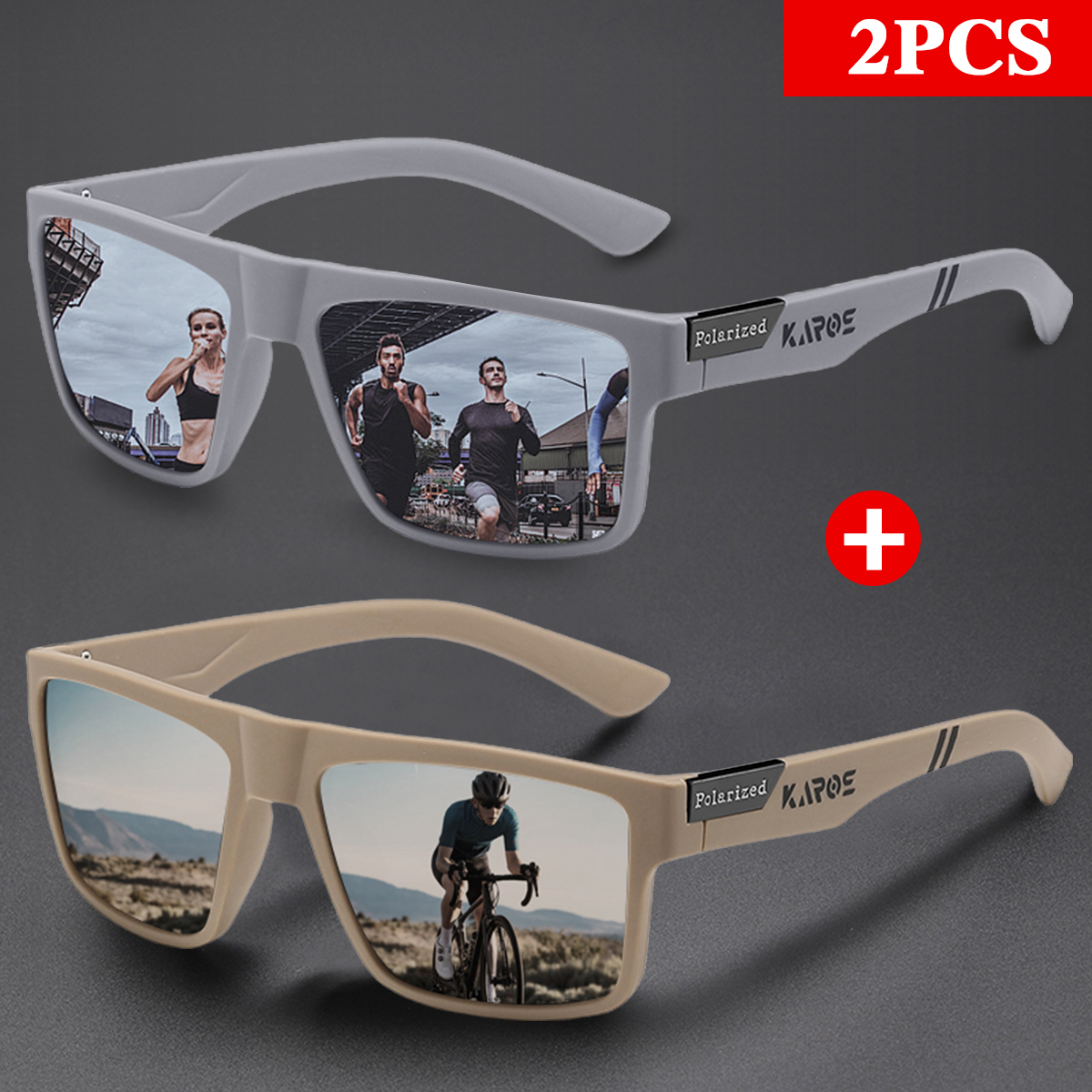 KAROS 2PCS Retro Square Polari - Fishing Sunglasses Polarized のレビューと価格