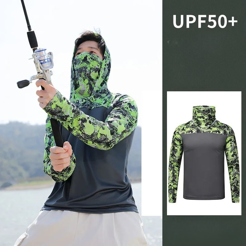 Fishing Shirt Hooded Men Sunsc - Fishing Shirt Uv Protection のレビューと価格