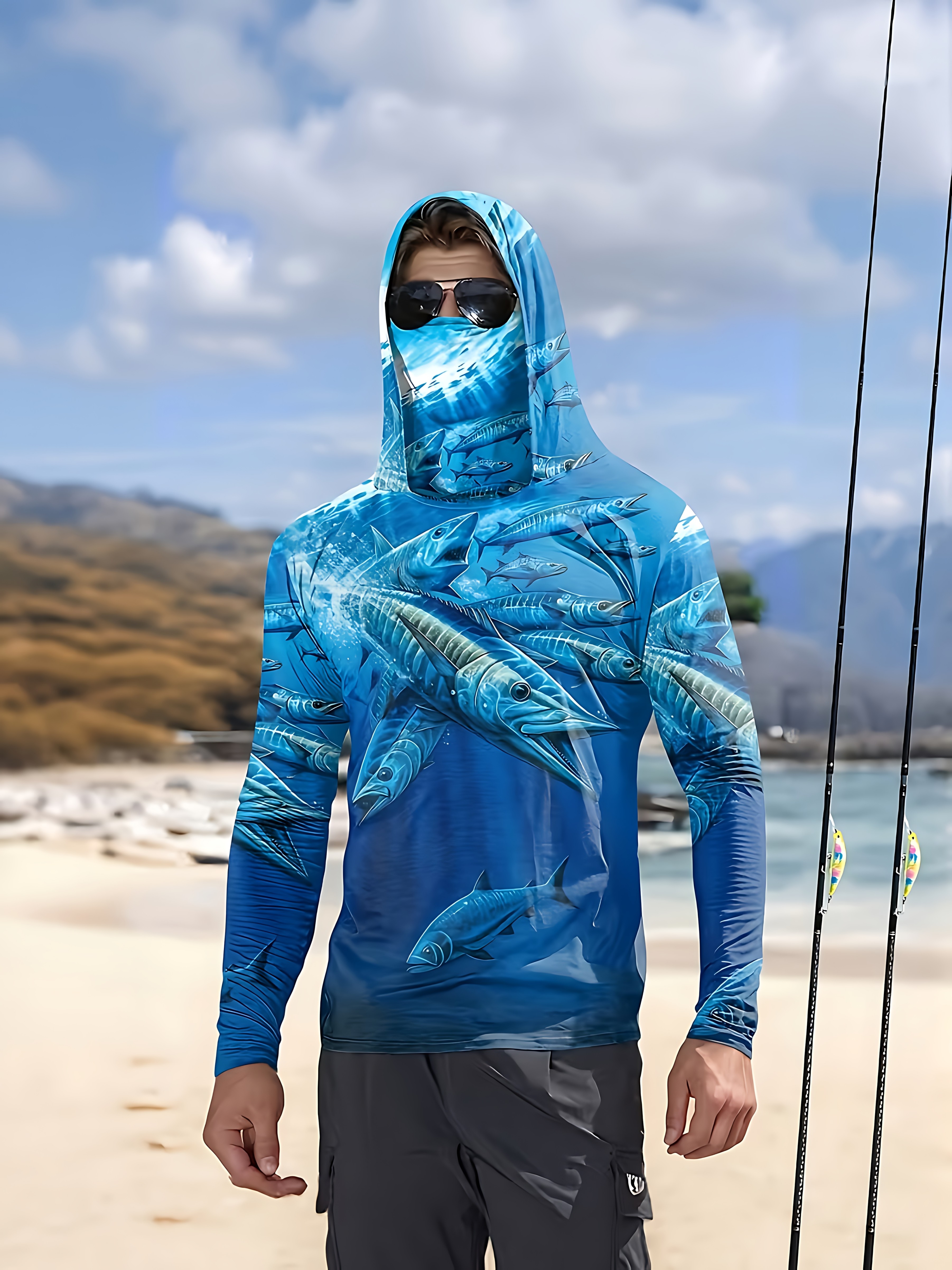 Fishing Shirt Hooded Men Fishi - Fishing Shirt Uv Protection のレビューと価格