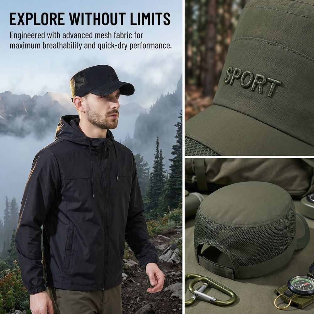 New Adjustable Flat Top Cap Su - Fishing Hat のレビューと価格