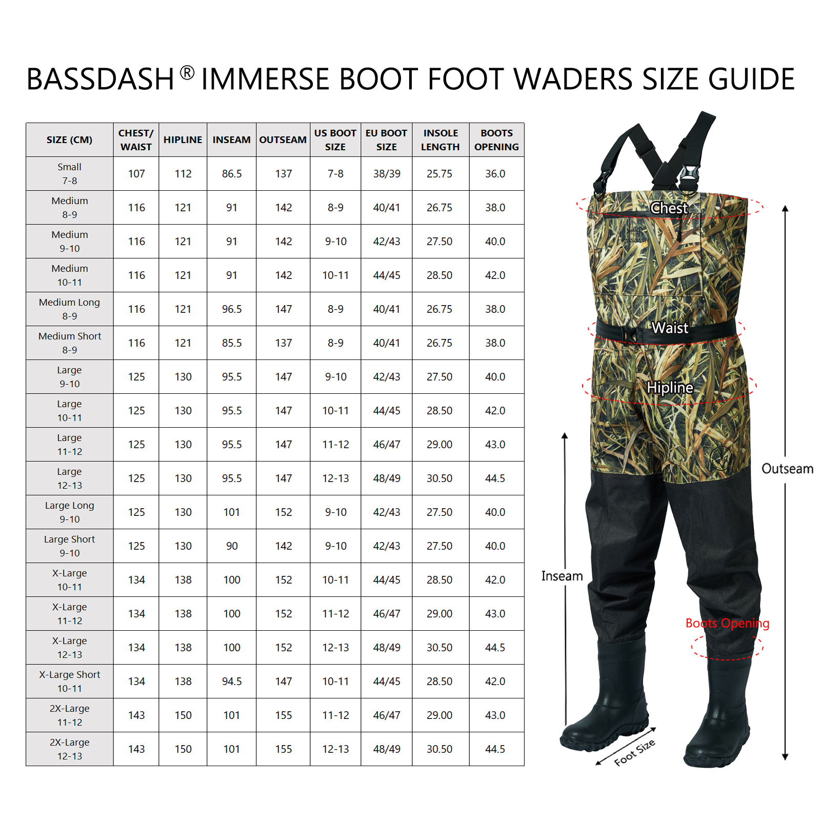 BASSDASH Men Women Boot Foot W - Fishing Waders のレビューと価格