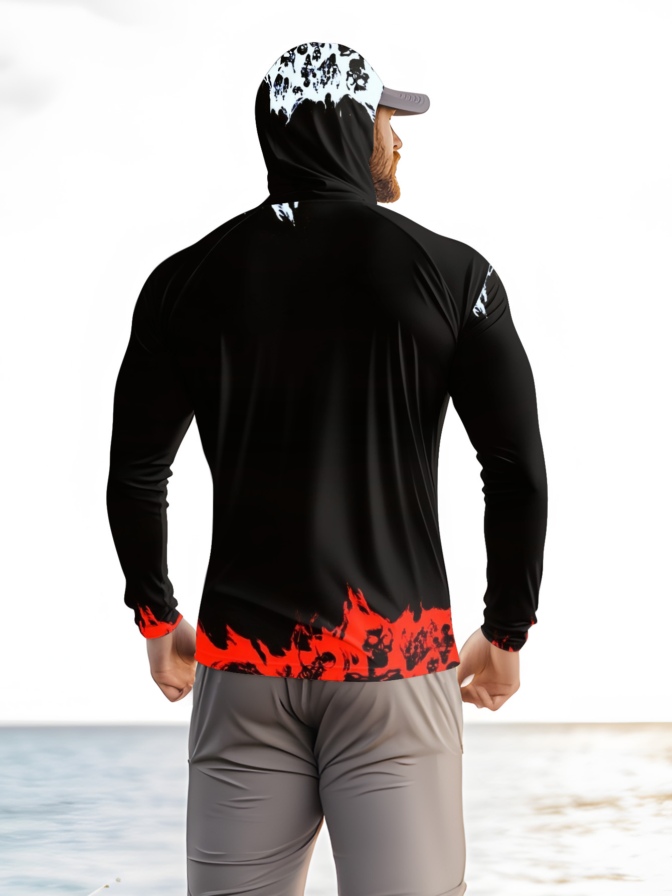 Men Hood Fishing Shirt long sl - Fishing Shirt Uv Protection のレビューと価格