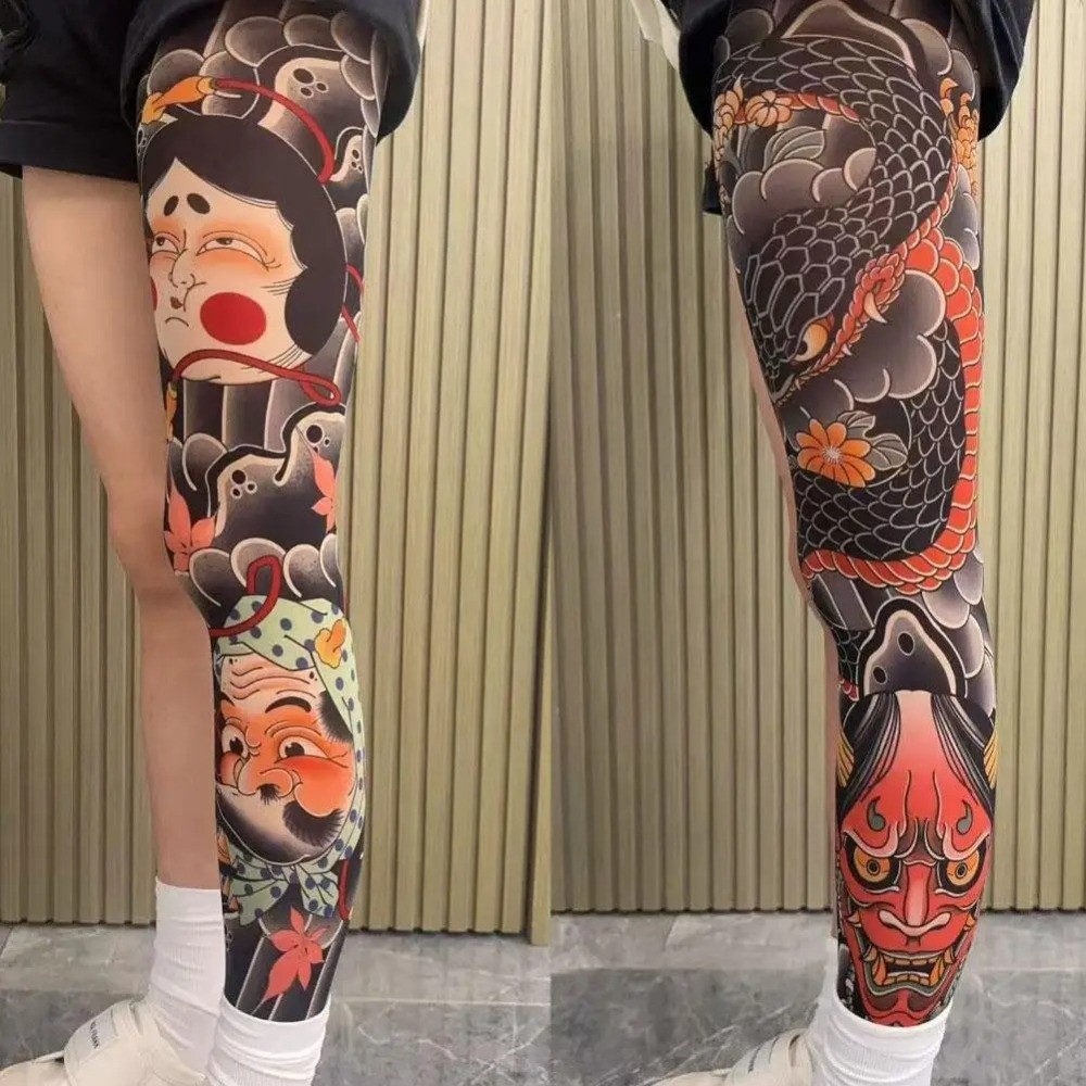 New Full Leg Fake Tattoo Socks - Fishing Socks のレビューと価格