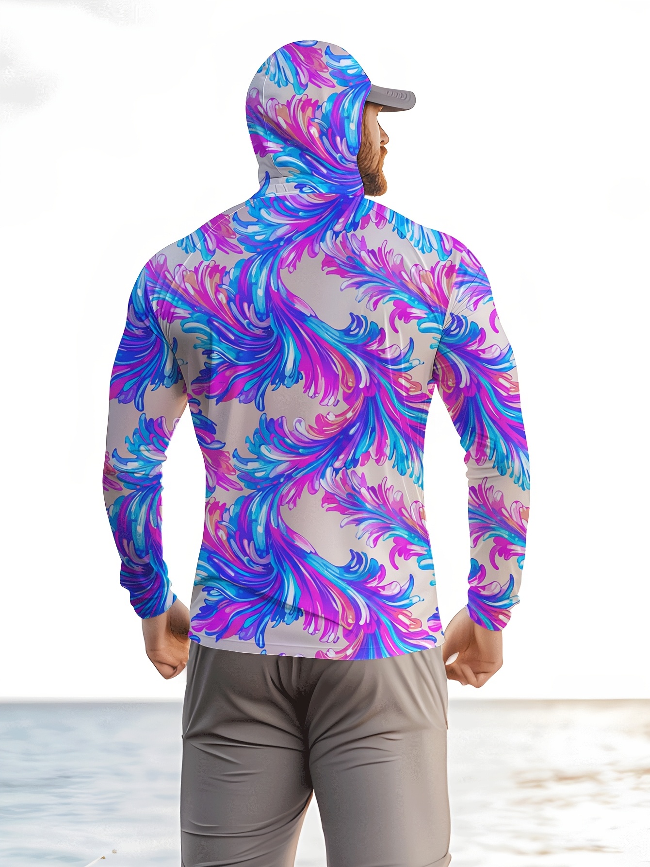 Men Hood Fishing Shirt long sl - Fishing Shirt Uv Protection のレビューと価格