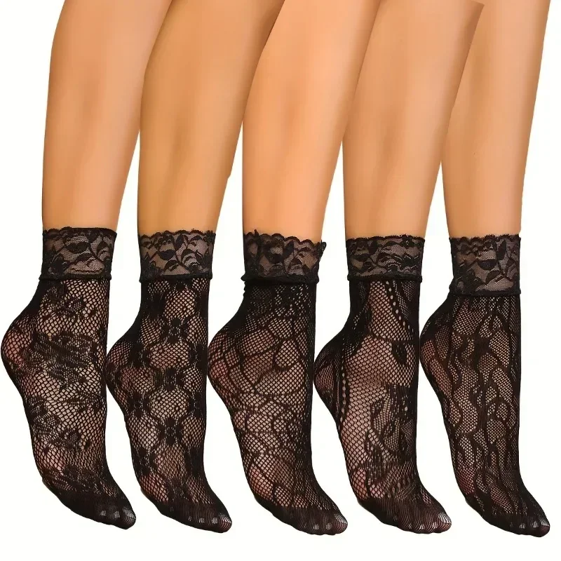 5 Pairs Floral Lace Socks Thin - Fishing Socks のレビューと価格
