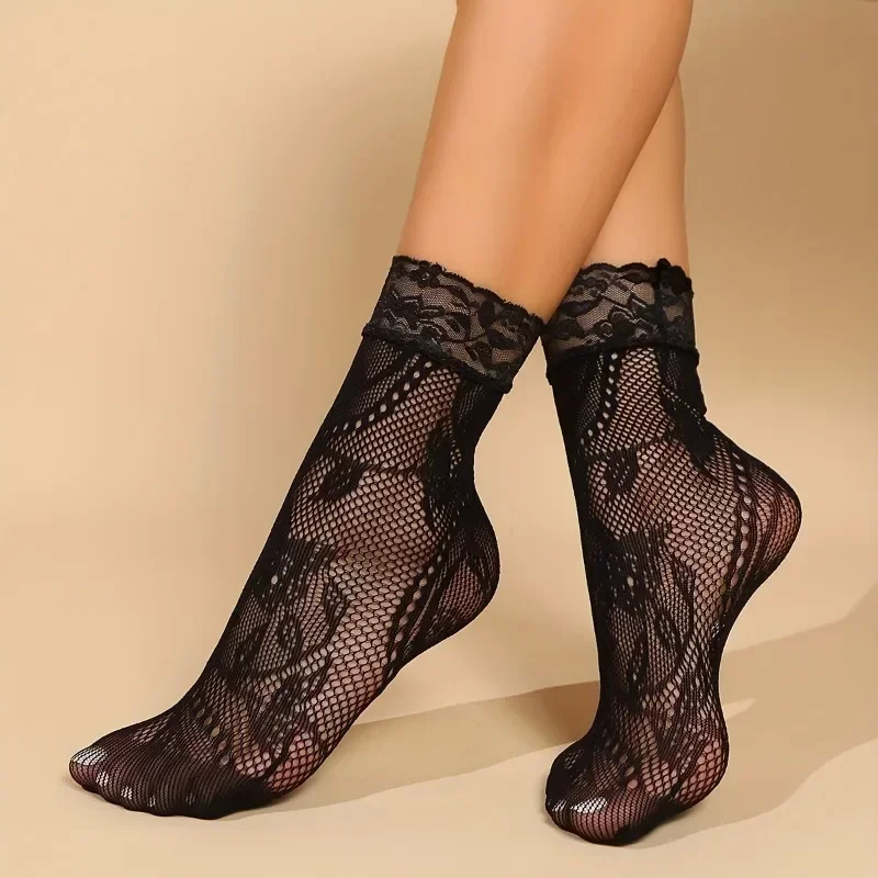 5 Pairs Floral Lace Socks Thin - Fishing Socks のレビューと価格