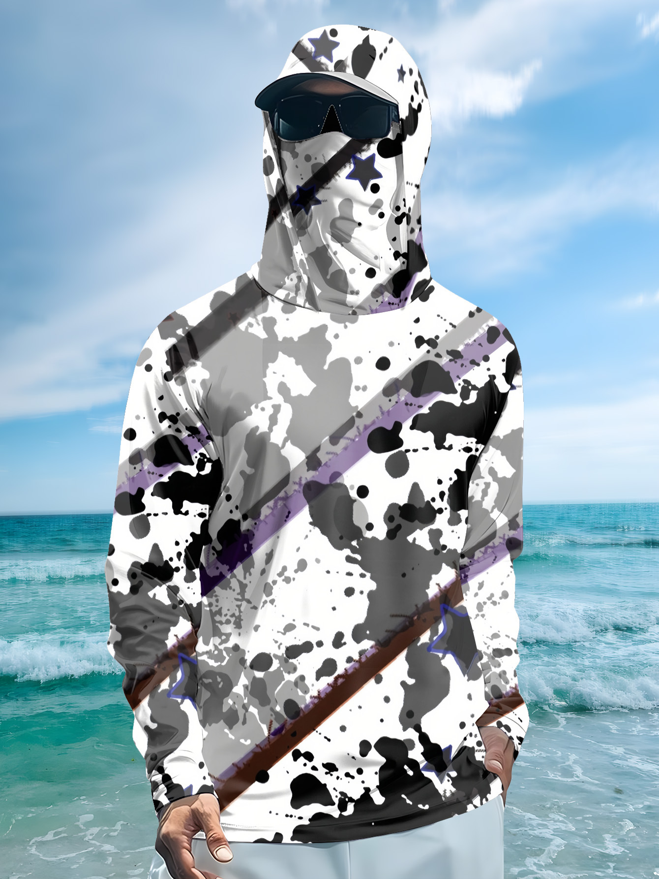Men Hood Fishing Shirt long sl - Fishing Shirt Uv Protection のレビューと価格