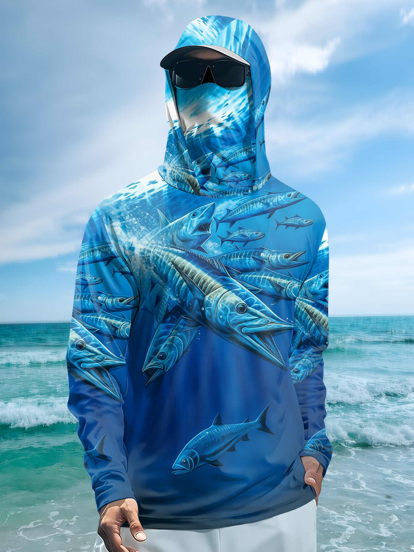 Men Hood Fishing Shirt long sl - Fishing Hoodie のレビューと価格