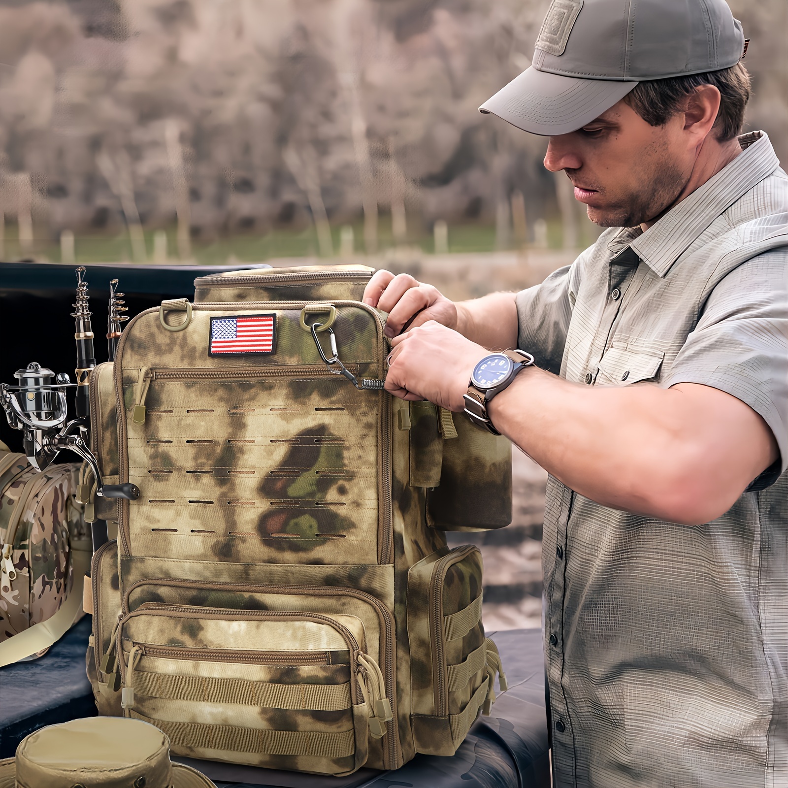 A Spacious 11.89gal Fishing Ba - Fishing Backpack のレビューと価格