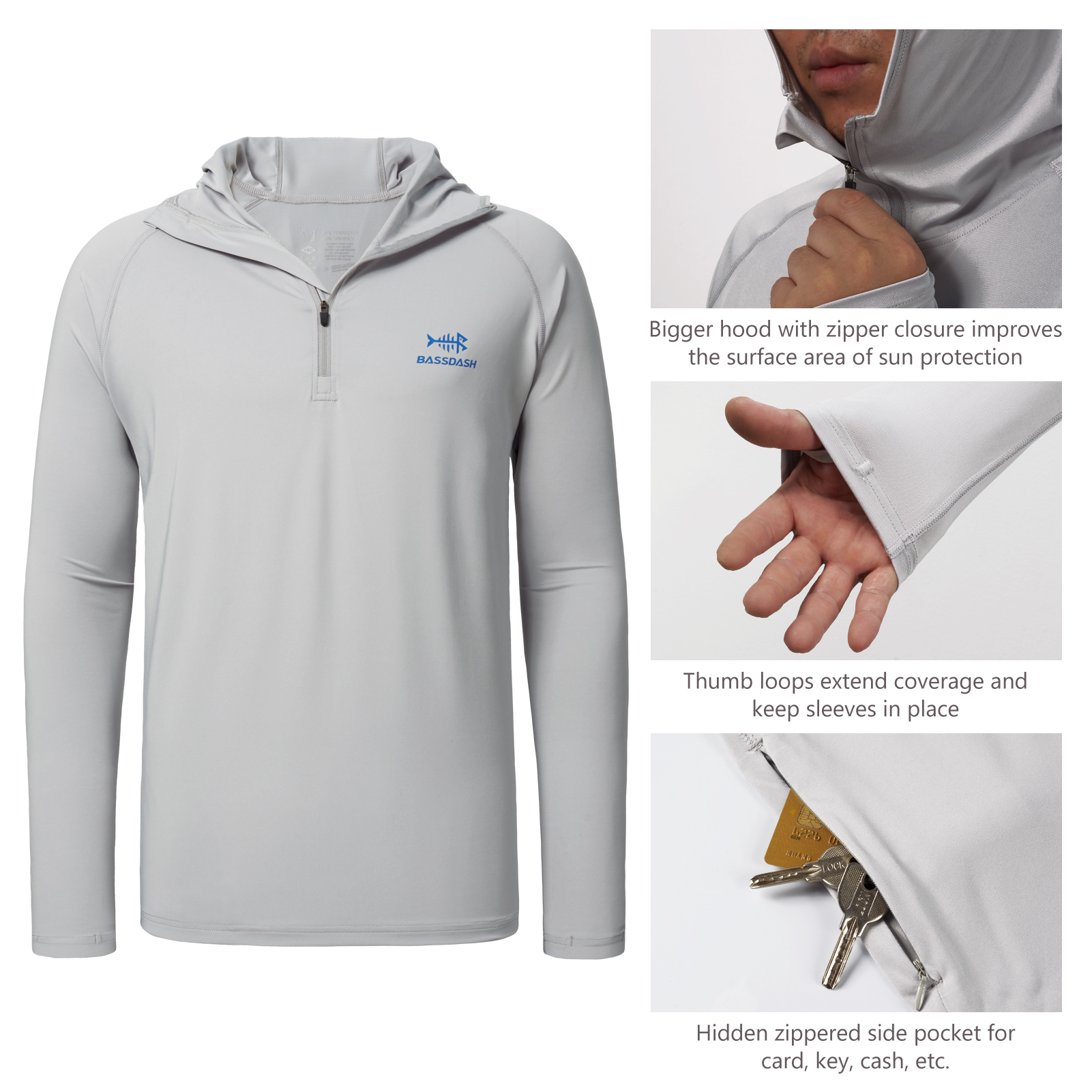Bassdash Men’s UPF 50+ 1/4 Zip - Fishing Shirt Uv Protection のレビューと価格