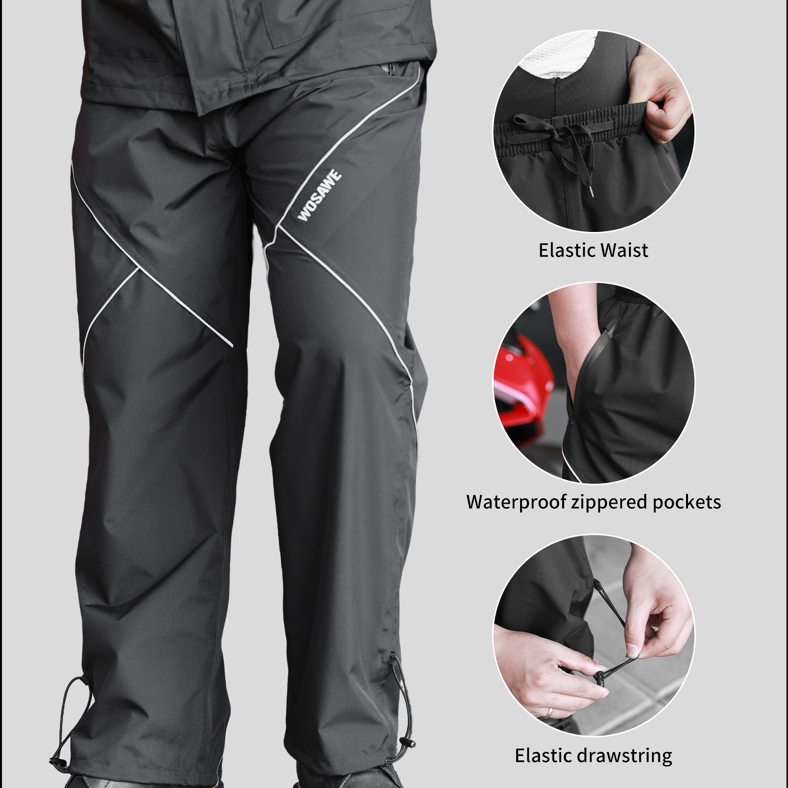 WOSAWE Cycling Rain Pants Wate - Fishing Rain Suit のレビューと価格